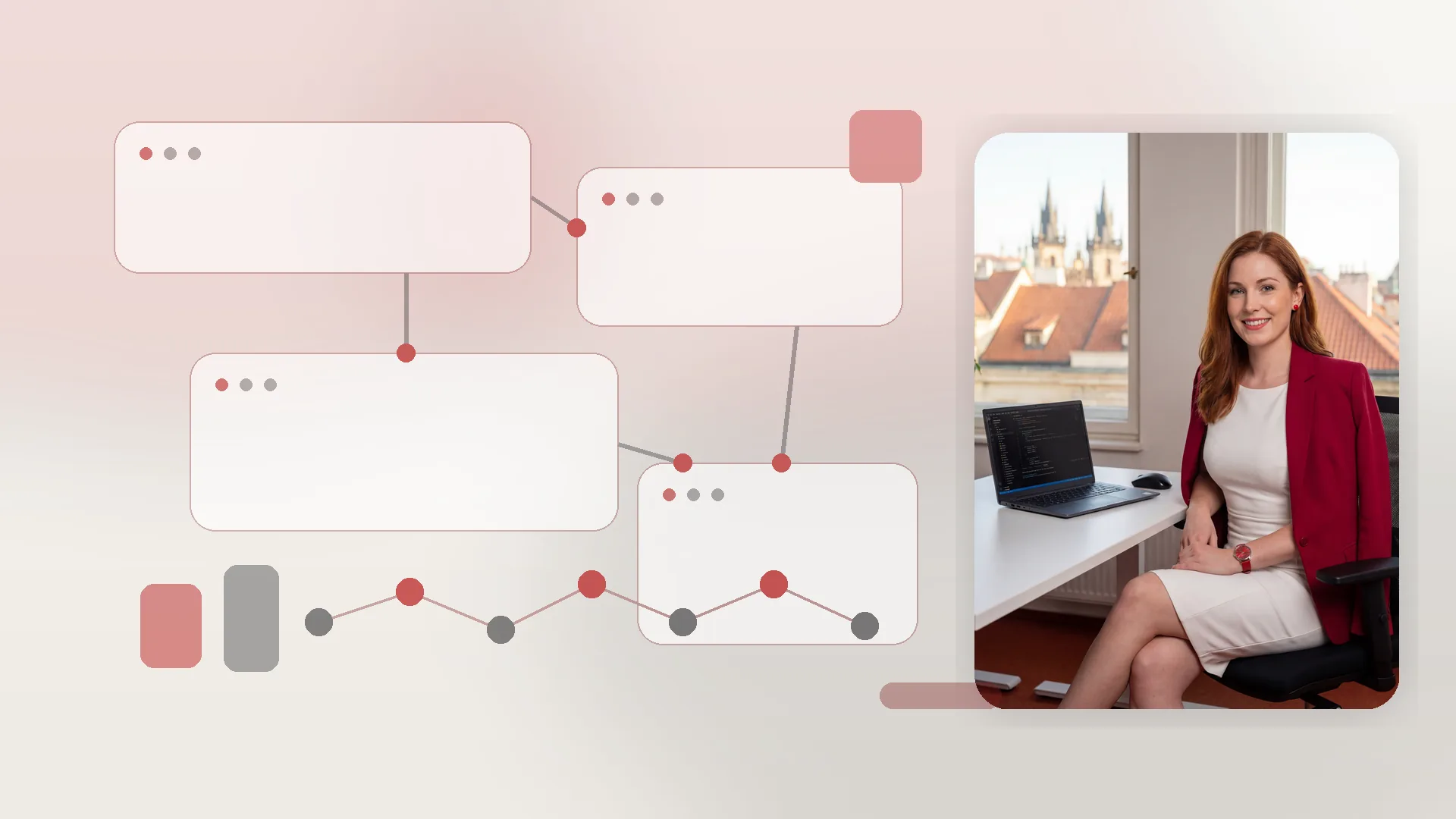 Mařenka Procházková u abstraktní publikační QA pipeline bez textu, čísel a logotypů