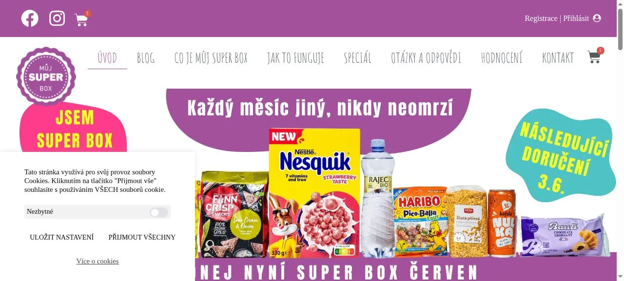 Náhled hlavní strany e-shopu Můj Super Box